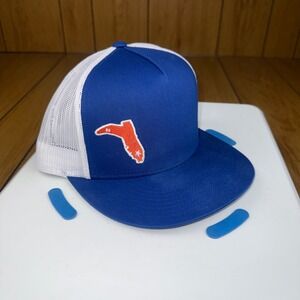 Florida Cracker Trading Company Florida State Outline Trucker Hat Blue Mesh